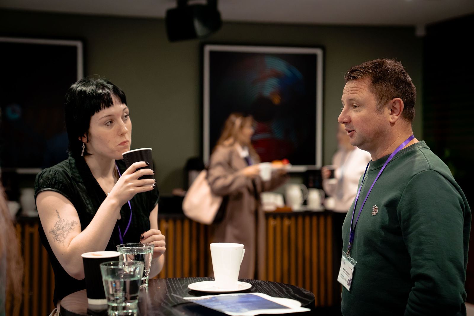 Conversations over coffee at the London masterclass.