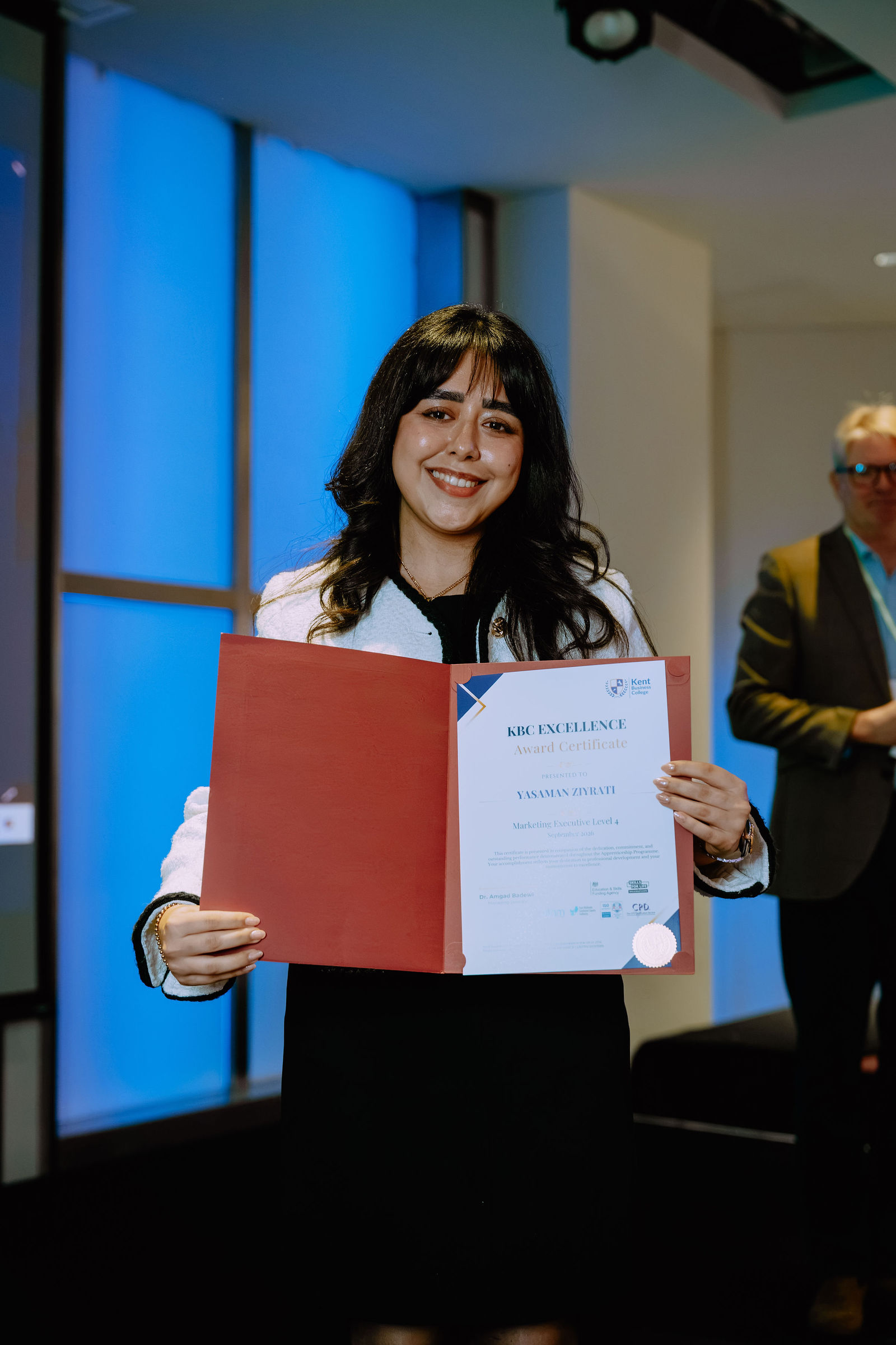 A certificate recipient pictured at the London Masterclass.