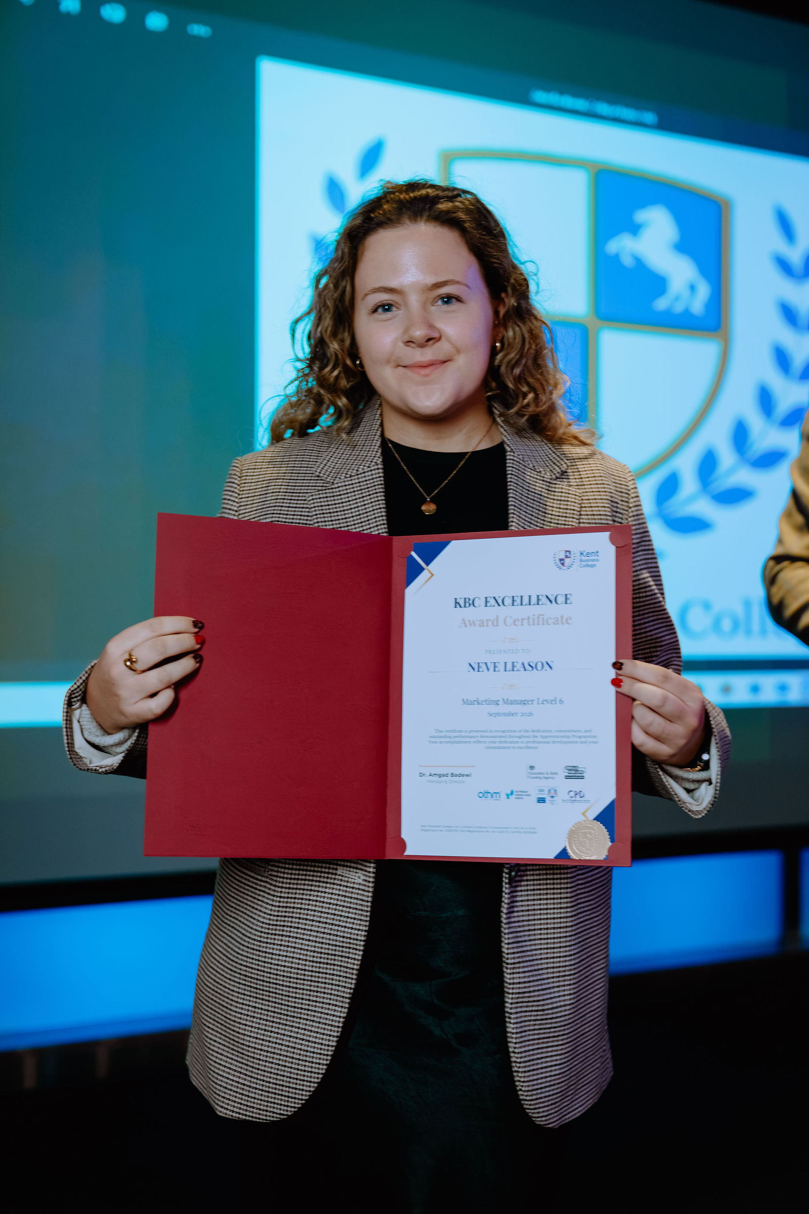 A portrait from the London Masterclass certificate presentations.