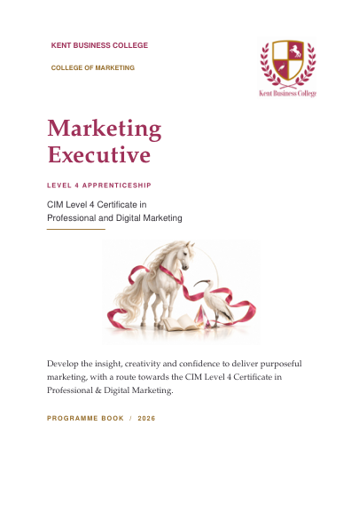 Cover of the Marketing Executive Level 4 programme book