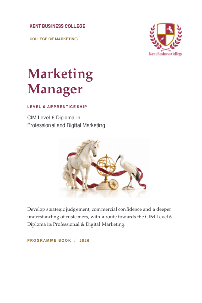 Cover of the Marketing Manager Level 6 programme book